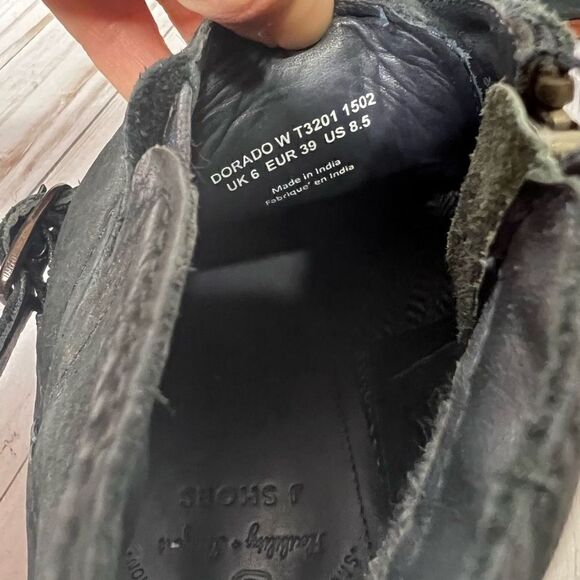 J Shoes Dorado Black Leather Buckle Chelsea Ankle Moto Boots - Picture 9 of 10